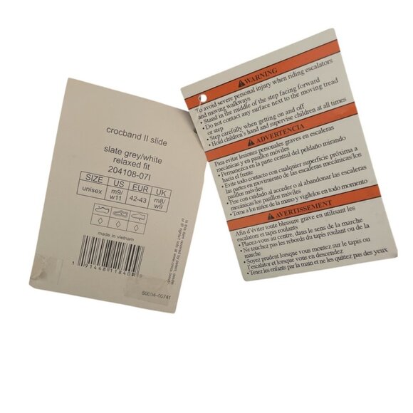 Crocs Unisex Adult Crocband 2 Slide Sandals, Grey Slate Grey NWT M9/W11 - Picture 9 of 9